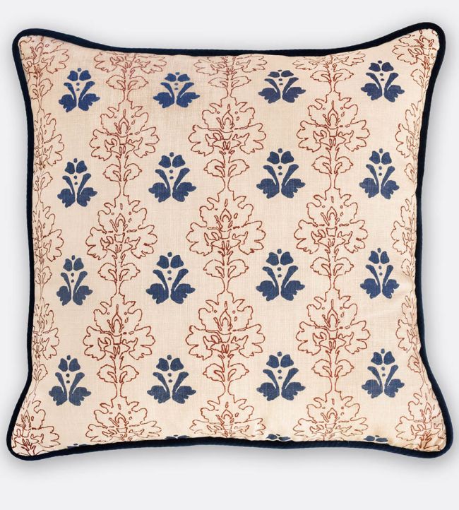 Floral Block Piped Pillow 18 x 18" by Barneby Gates Red/Navy