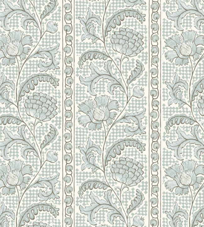 Floral Check Wallpaper by Josephine Munsey Barton Blue and Cotswold White