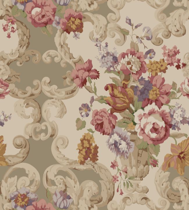 Floral Rococo Wallpaper by Mulberry Home Red / Plum