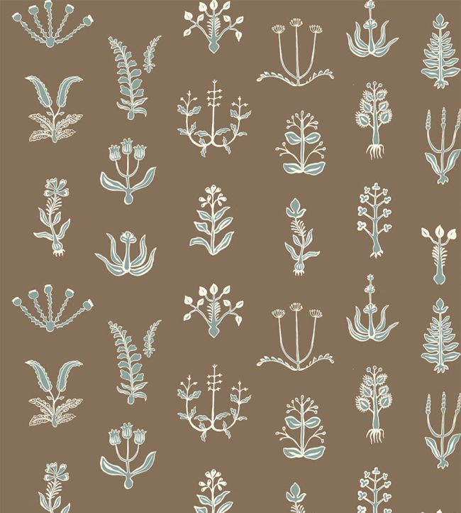 Floral Spot Wallpaper by Josephine Munsey Osney Blue/Kemp Brown