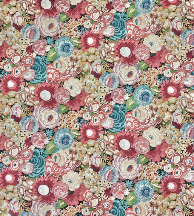 Florella Linen Fabric by Ian Sanderson Garden Party