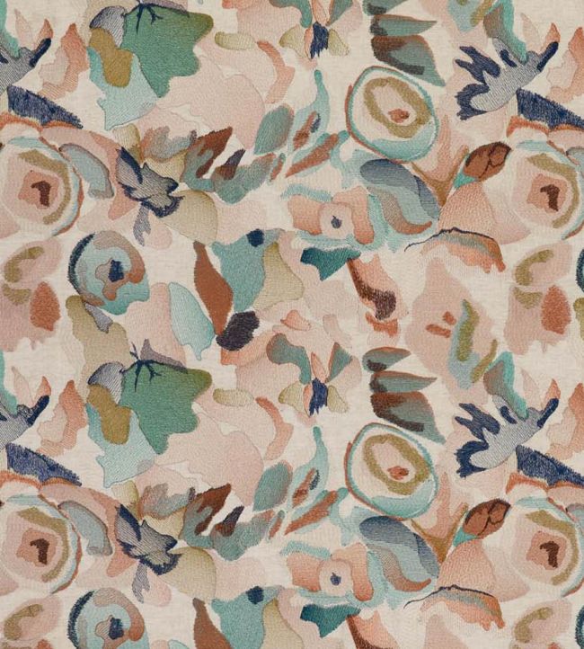 Flores Embroidery Fabric by Harlequin Rust/Burgundy/Forest