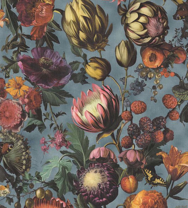 Flourish Wallpaper by Eijffinger Warm Blue