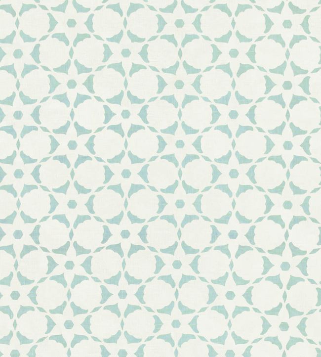 Flower Stencil Fabric by Vanderhurd Aquamarine/Moonstone