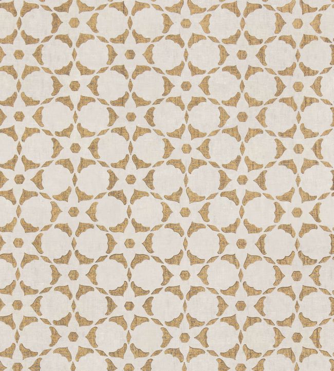 Flower Stencil Fabric by Vanderhurd Gold/Champignon