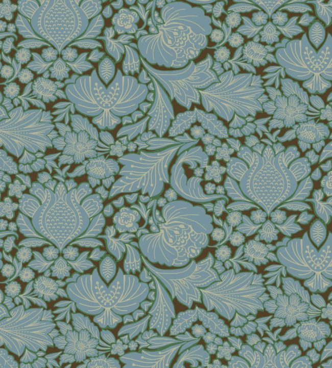 Folk Floral Fabric by Parker & Jules Day Blue