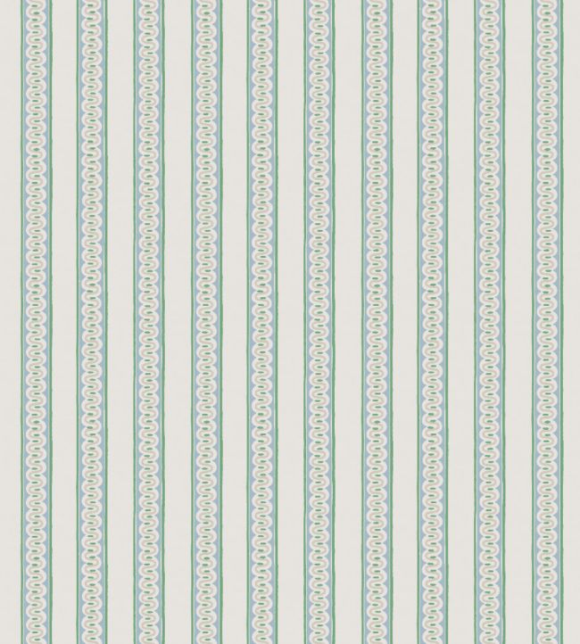 Fondant Stripe Fabric by Scion Kelly Green/Cornflower