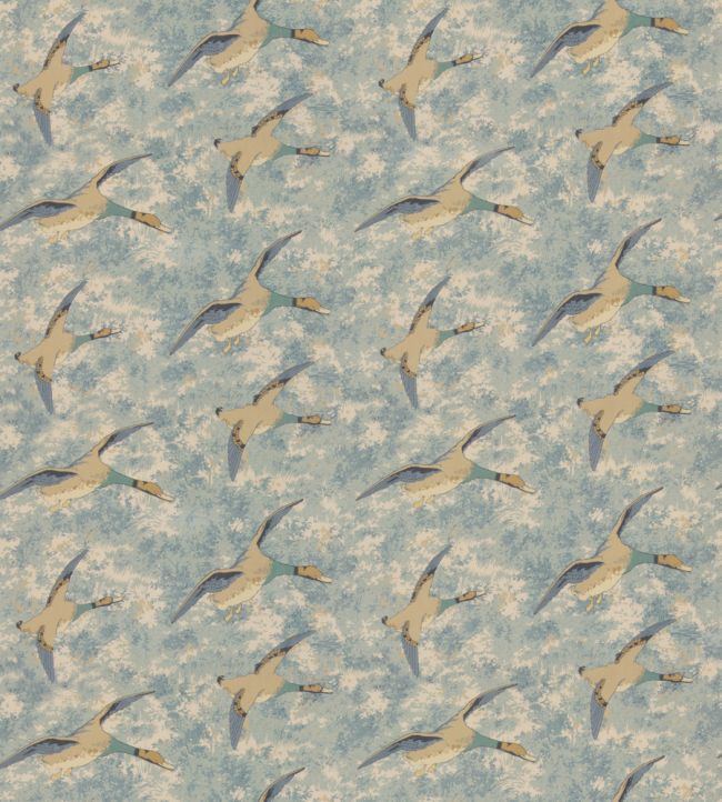 Forest Ducks Fabric by Mulberry Home Blue
