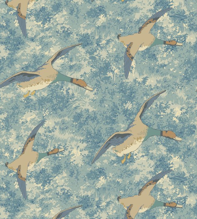Forest Ducks Wallpaper by Mulberry Home Blue