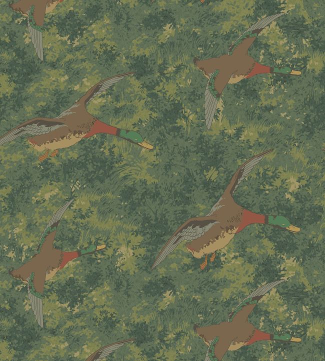 Forest Ducks Wallpaper by Mulberry Home Emerald