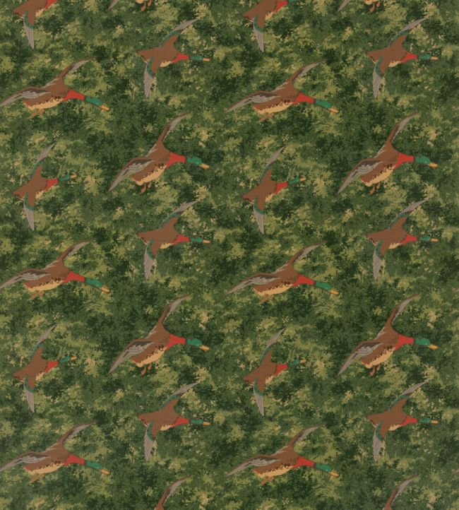Forest Ducks Velvet Fabric by Mulberry Home Emerald