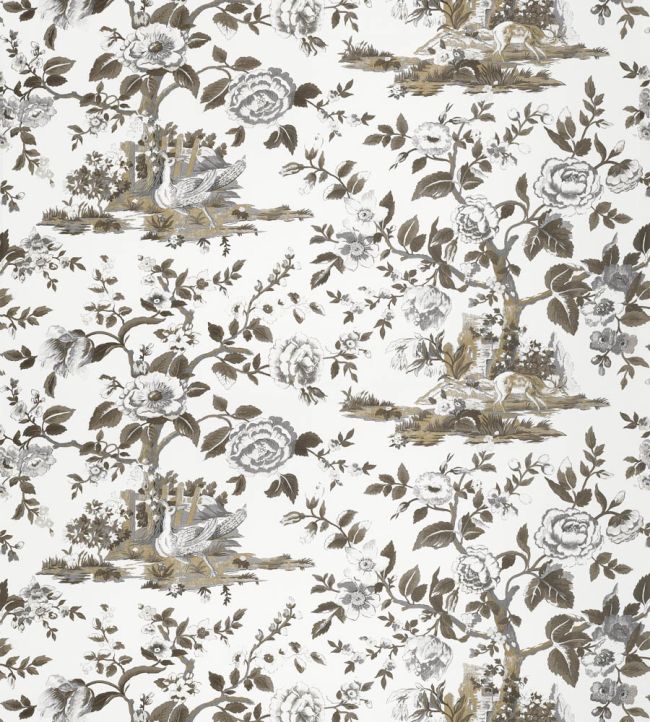 Forest Lodge Fabric by Thibaut Brown and White