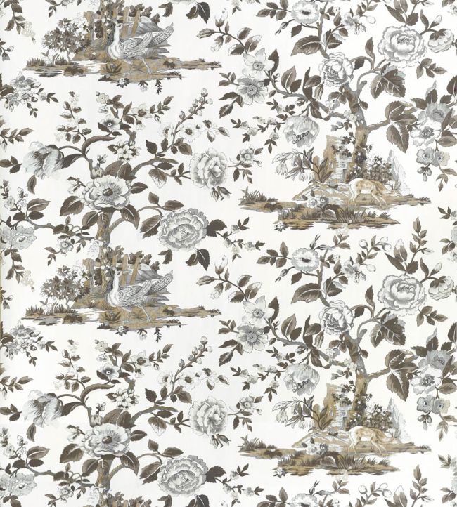 Forest Lodge Wallpaper by Thibaut Brown and White