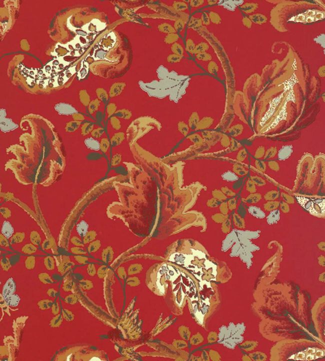 Fox Hollow Wallpaper by Schumacher Tomato And Brass