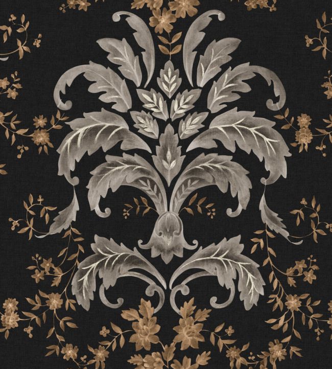French Damask Wallpaper by Coordonne Onyx