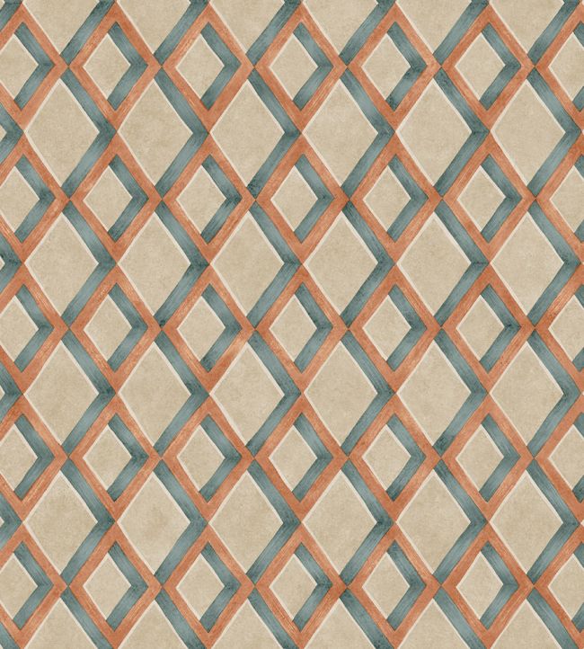 Fresco Trellis Wallpaper by Cole & Son Coral on Tea Rose