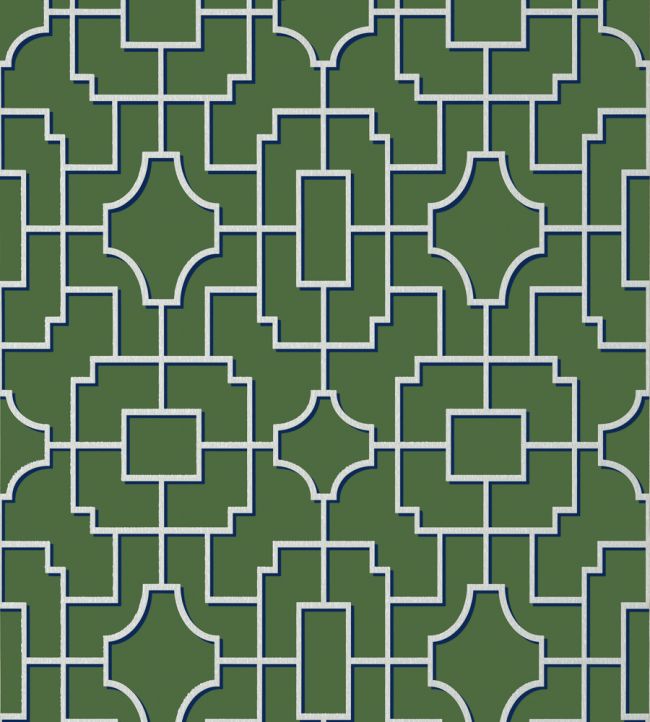 Fretwork Wallpaper by Thibaut Emerald