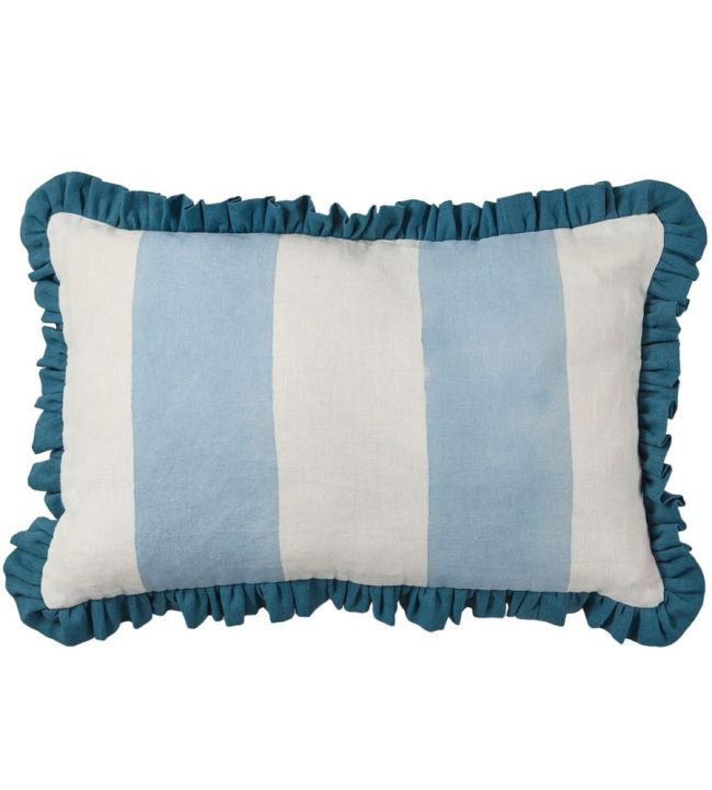 Frill Wide Stripe Cushion 60 x 40cm by Molly Mahon Blue