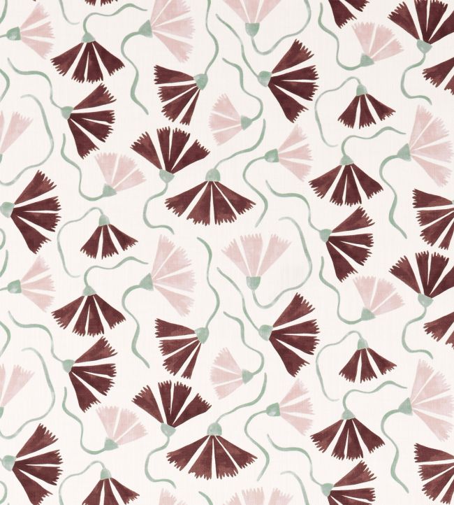 Fringed Poppy Print Fabric by Scion Dusk Pink/Chestnut