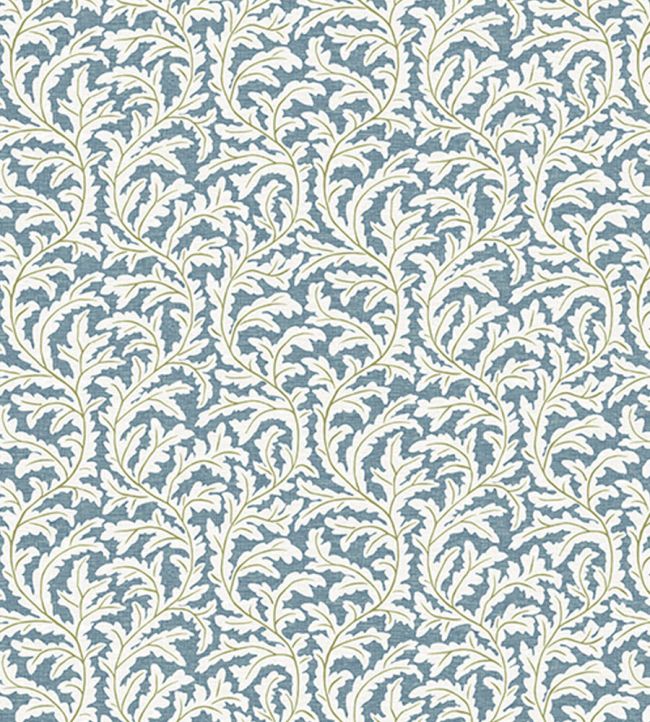 Frond Ogee Fabric by Josephine Munsey Blue and Olive