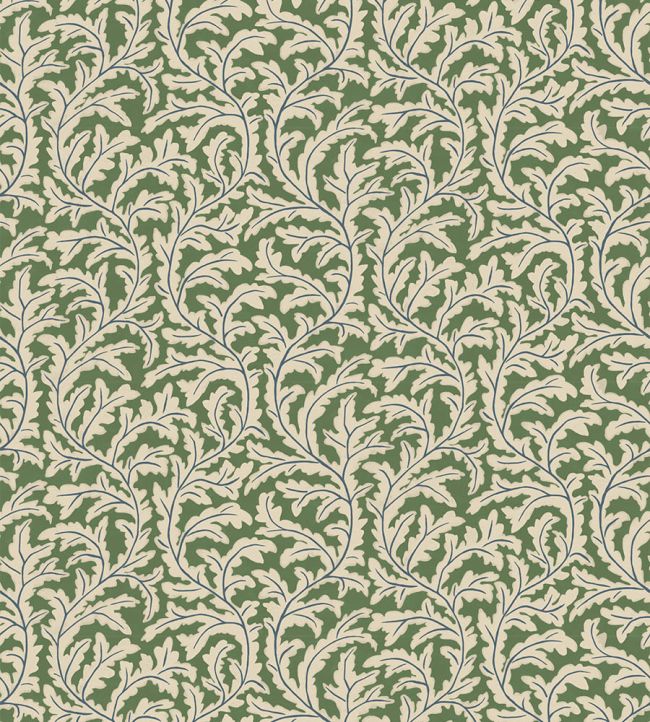 Frond Ogee Wallpaper by Josephine Munsey Brookes Green and Edge Sand
