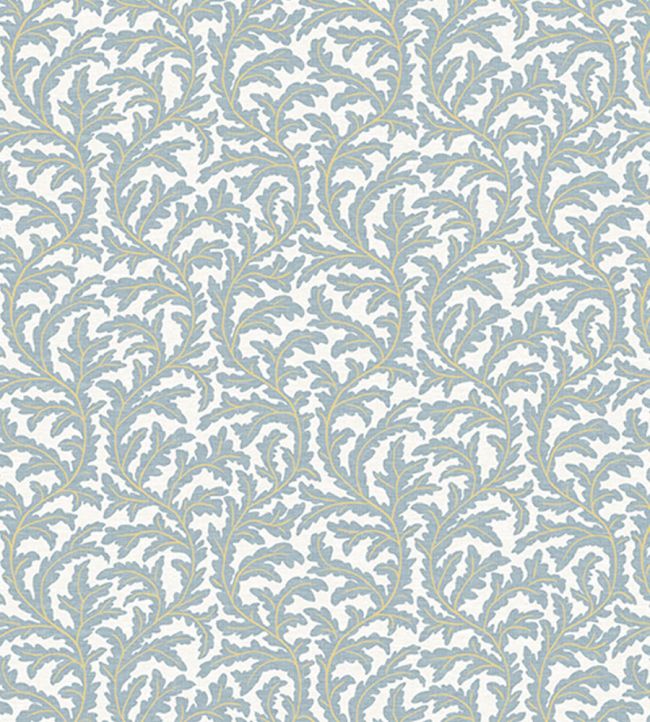 Frond Ogee Fabric by Josephine Munsey Light Blue