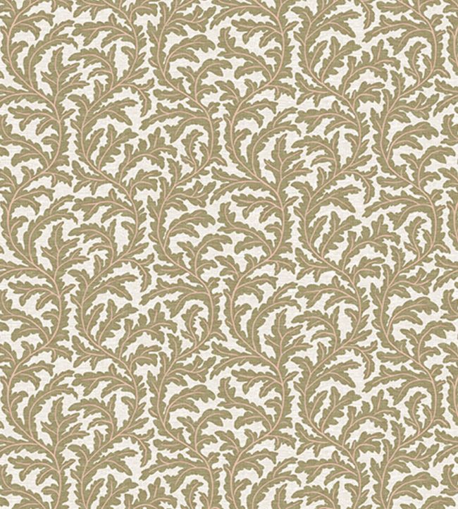Frond Ogee Fabric by Josephine Munsey Ochre and Coral