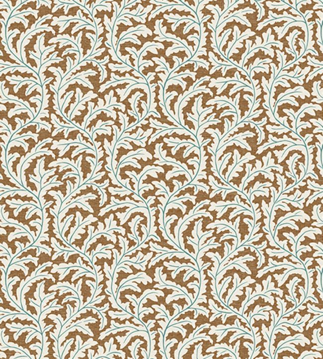 Frond Ogee Fabric by Josephine Munsey Orange and Blue