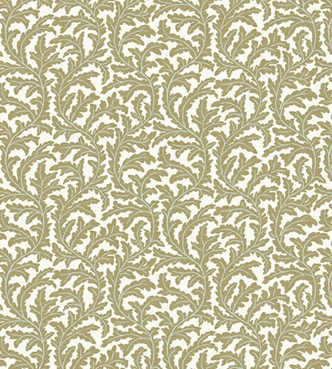 Frond Ogee Fabric by Josephine Munsey Yellow and Light Blue