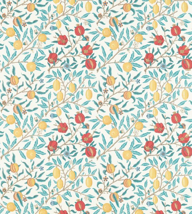 Fruit Fabric by Morris & Co Green Indigo / Madder
