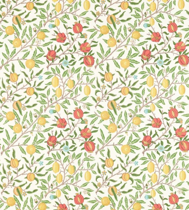 Fruit Fabric by Morris & Co Leaf Green / Madder