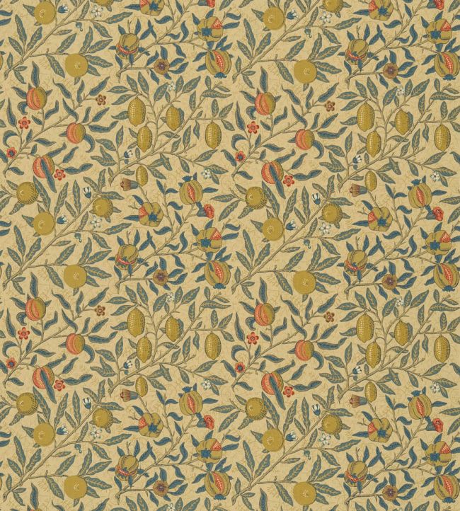 Fruit Fabric by Morris & Co Mustard/Blue
