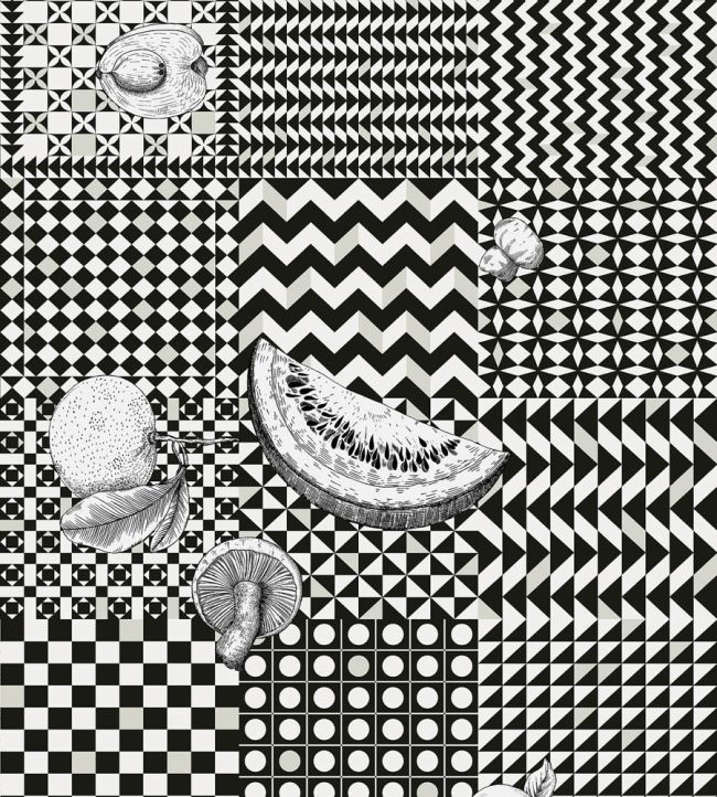 Frutta e Geometrico Wallpaper by Cole & Son Black & White