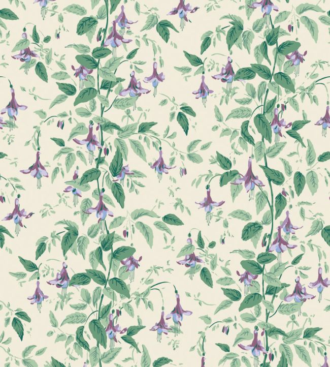 Fuchsia Wallpaper by Cole & Son Mauve & Sea Green on Cream