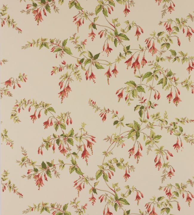 Fuchsia Wallpaper by Colefax and Fowler Tomato/Green