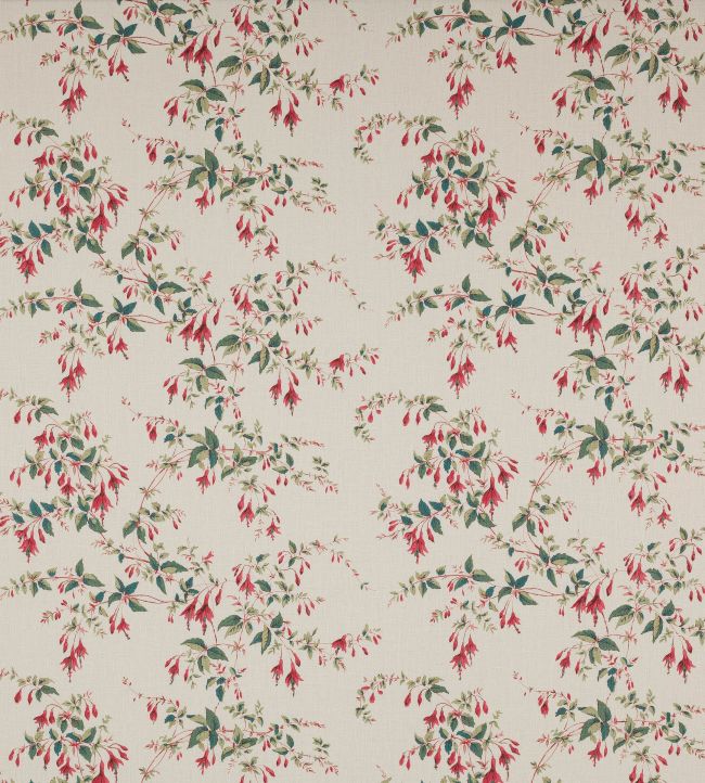 Fuchsia Linen Fabric by Colefax and Fowler Red/Forest