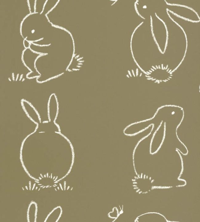Funny Bunny Wallpaper by Casadeco Vert Kaki