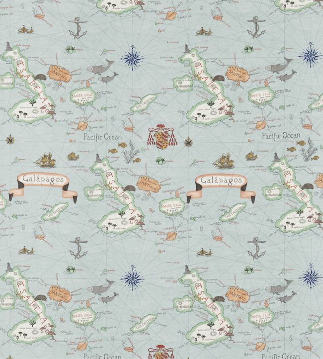 Galapagos Fabric by Sanderson Ocean Blue