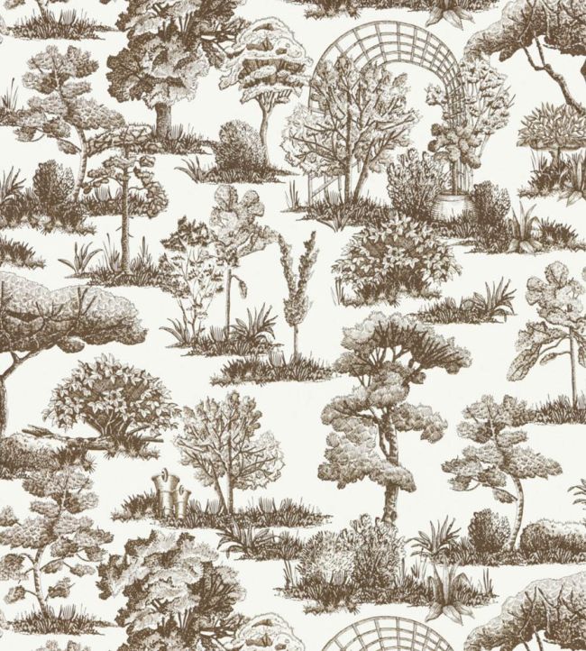 Garden Toile Wallpaper by Scalamandre Espresso