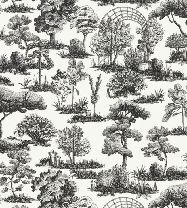 Garden Toile Wallpaper by Scalamandre Onyx