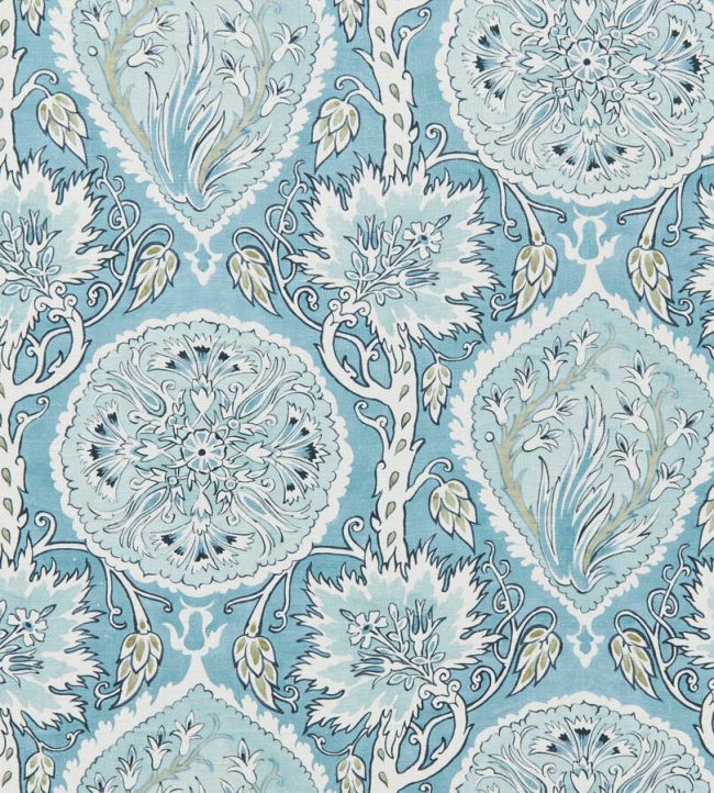 Gazebo Vine Fabric by Travers Light Blue