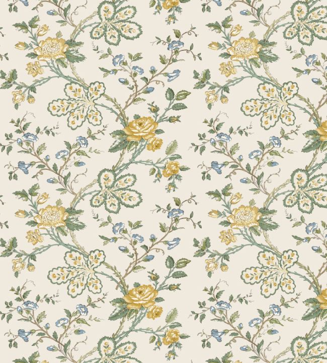 Genevieve Wallpaper by Nina Campbell Yellow/Sage/Ivory