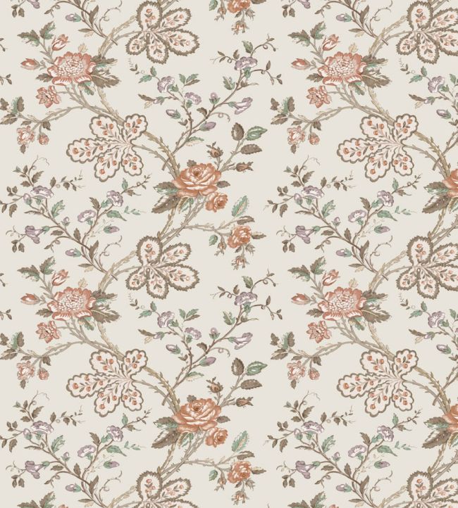 Genevieve Wallpaper by Nina Campbell Taupe/Antique Rose/Linen