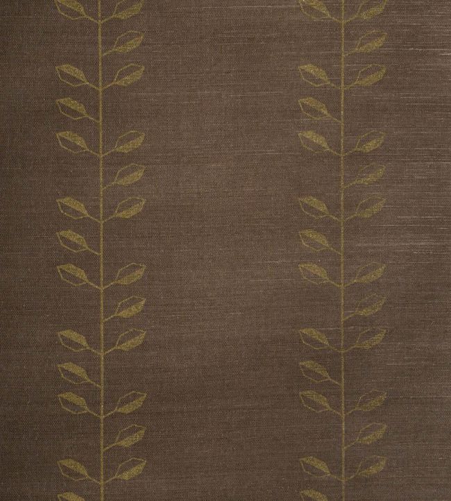 Geo Leaf Sisal Wallpaper by Schumacher Metallic Gold & Sepia
