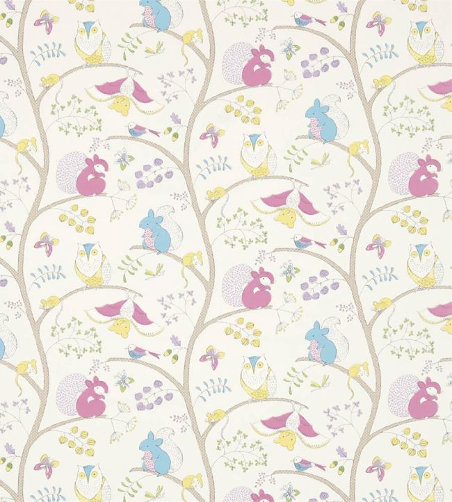 Going Batty Fabric by Sanderson Pink/Blue