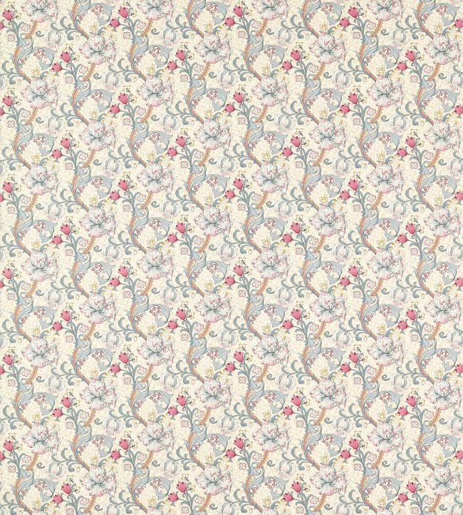 Golden Lily Fabric by Clarke & Clarke Dove/Plum