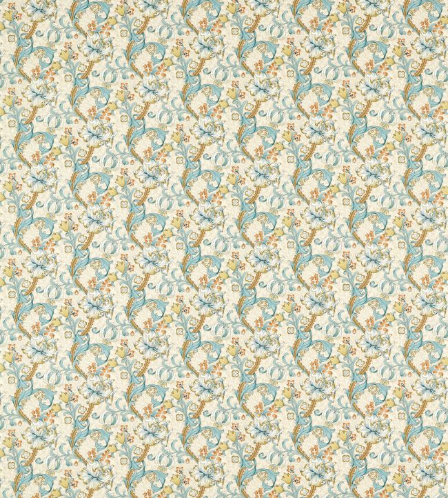 Golden Lily Fabric by Clarke & Clarke Linen/Teal