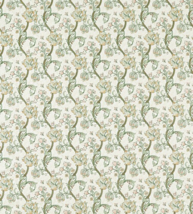 Golden Lily Embroidery Fabric by Clarke & Clarke Linen/Blush