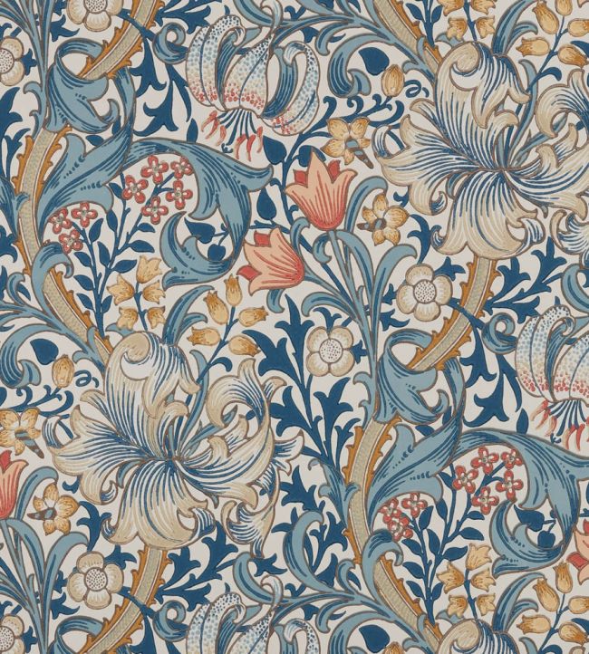 Golden Lily Wallpaper by Morris & Co Blue