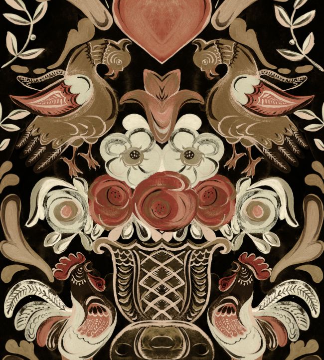 Goldene Henne Wallpaper by MINDTHEGAP Anthracite